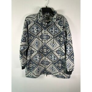 Stefano International Sweater Mens L Blue Gray Geometric Half Zip Pullover